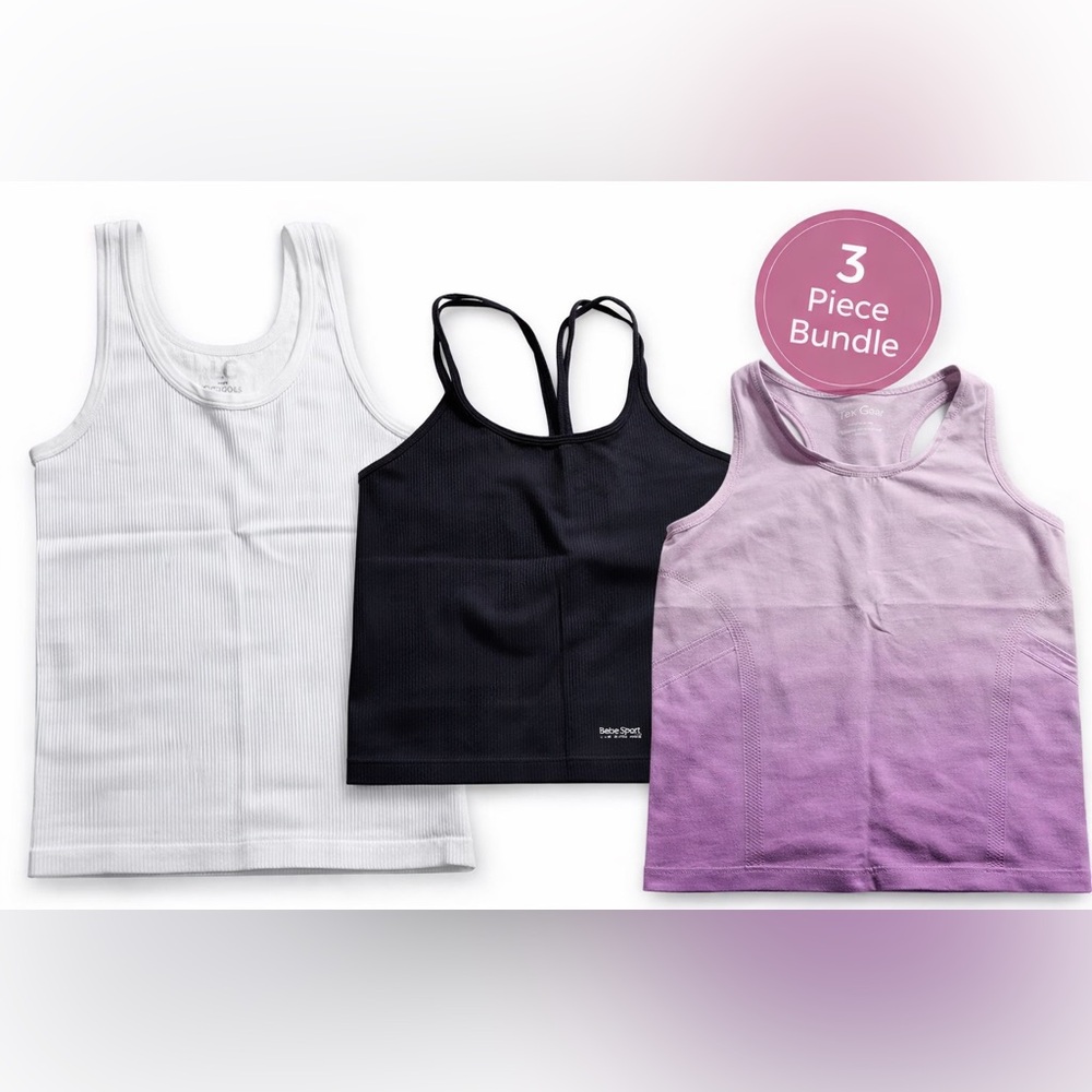 3 Piece Activewear Bundle Tank Tops & Sports Bra Size L / L-XL